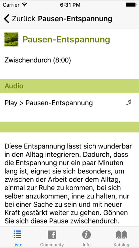 Infos, Link auf Audio Player